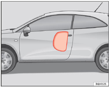 Airbag latéral gonflé du côté gauche du véhicule