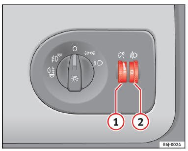 Détail du tableau de bord : molettes du rhéostat d'éclairage des cadrans et commandes et réglage du site des phares