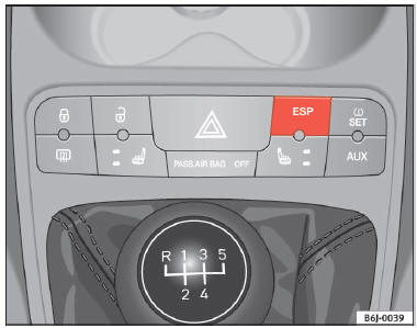 Détail de la console centrale : touche ESP